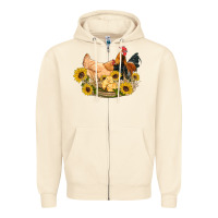 Sandshell western coop animals farm chicken chick rooster sunflowers Zipper Hoodie - Artiststas