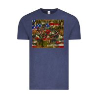 Vintage Denim Hunting leopard USA flag tumbler 4th of july Vintage Tee - Neo Western