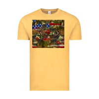Vintage Mustard Hunting leopard USA flag tumbler 4th of july Vintage Tee - Neo Western