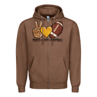 Chestnut peace love football Zipper Hoodie - AdoDesignShop