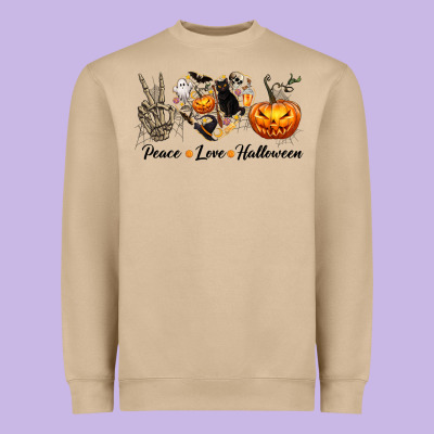 Peace Love Halloween Heavyweight Sweatshirt Designed By Texasbilliewilder