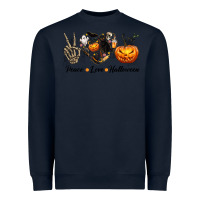 Navy Peace Love Halloween Heavyweight Sweatshirt - texasbilliewilder