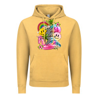 Vintage Mustard summer smile face and beach vibes with rainbow tbw Vintage Hoodie - texasbilliewilder