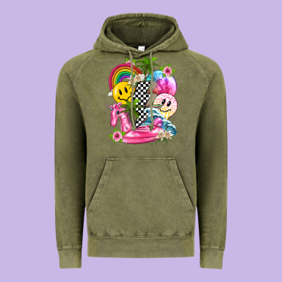 Summer Smile Face And Beach Vibes With Rainbow Tbw Vintage Hoodie Designed By Texasbilliewilder