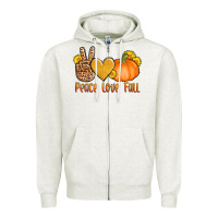 Oatmeal Heather peace love fall Zipper Hoodie - AdoDesignShop