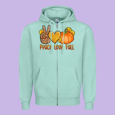 Peace Love Fall Zipper Hoodie Designed By Adodesignshop