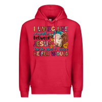 Cardinal i living life somewhere between jesus take the whe Premium Hoodie - LillyAllenDesigns