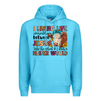 Ocean Blue i living life somewhere between jesus take the whe Premium Hoodie - LillyAllenDesigns