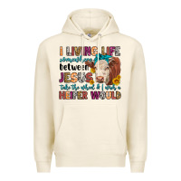 Tofu i living life somewhere between jesus take the whe Premium Hoodie - LillyAllenDesigns