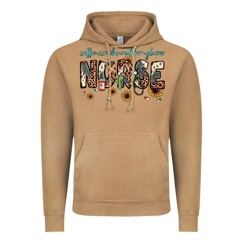 Nurse Coffee Scrubs Rubber Gloves Vintage Hoodie by JahusDesignShop | Teevron