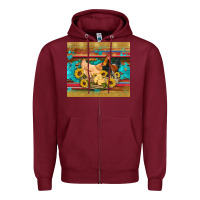 Burgundy western coop animals farm chicken chick rooster sunflowers wooden sera Zipper Hoodie - Artiststas