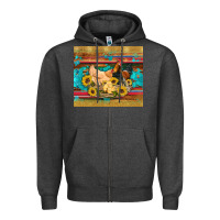 Charcoal Heather western coop animals farm chicken chick rooster sunflowers wooden sera Zipper Hoodie - Artiststas