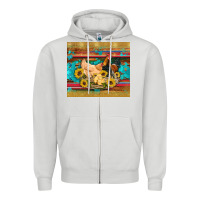 Dove Grey western coop animals farm chicken chick rooster sunflowers wooden sera Zipper Hoodie - Artiststas