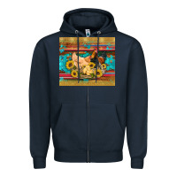 Navy western coop animals farm chicken chick rooster sunflowers wooden sera Zipper Hoodie - Artiststas