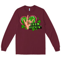 Burgundy shamrockin' rock n roll female hand Long Sleeve Tee - Artiststas