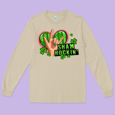 Shamrockin' Rock N Roll Female Hand Long Sleeve Tee Designed By Artiststas