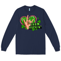 Navy shamrockin' rock n roll female hand Long Sleeve Tee - Artiststas