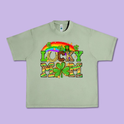 One Lucky Mom St. Patricks Day Urban Heavy Tee Designed By Neo Western