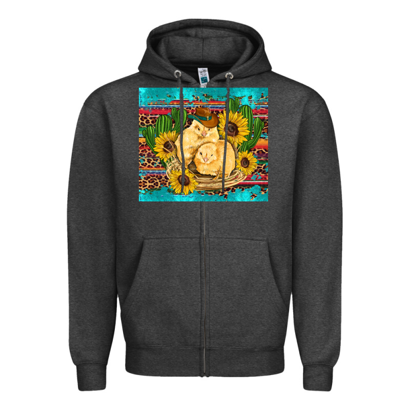 Western Chicks Coop Animals Sunflowers Cactus Serape Leopard Turquoise Zipper Hoodie by Artiststas | Teevron