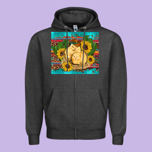 Western Chicks Coop Animals Sunflowers Cactus Serape Leopard Turquoise Zipper Hoodie Designed By Artiststas