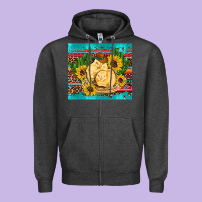 Western Chicks Coop Animals Sunflowers Cactus Serape Leopard Turquoise Zipper Hoodie Designed By Artiststas