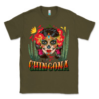 Army Green chingona sugar skull Classic Tee - BundleAndBundleShop