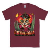 Burgundy chingona sugar skull Classic Tee - BundleAndBundleShop