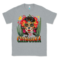 Heather Grey chingona sugar skull Classic Tee - BundleAndBundleShop