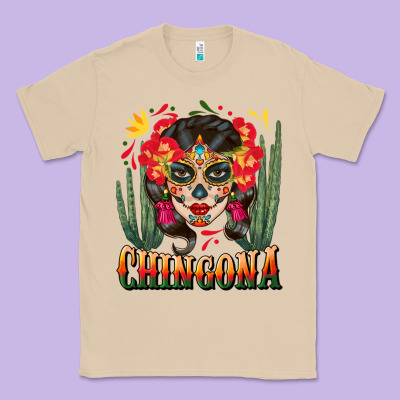 Chingona Sugar Skull Classic Tee Designed By Bundleandbundleshop