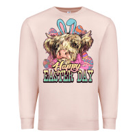 Pale Pink Easter Day Cow Premium Sweatshirt - NancyCooperArtShop