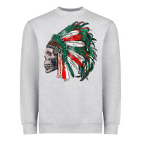 Heather Grey mexican indian headdress with skull Heavyweight Sweatshirt - RanaPortraitStore