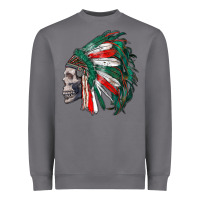 Mexican Indian Headdress With Skull Heavyweight Sweatshirt | Teevron