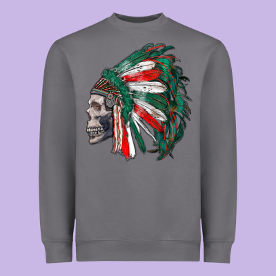 Mexican Indian Headdress With Skull Heavyweight Sweatshirt Designed By Ranaportraitstore