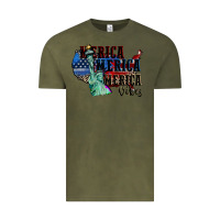Vintage Olive Merica Merica Merica vibes 4th of july Vintage Tee - CowGirlArtShop