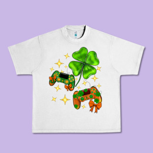 St. Patrick's Day With Game Control And Clover Urban Heavy Tee Designed By Neo Western