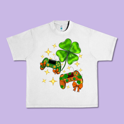 St. Patrick's Day With Game Control And Clover Urban Heavy Tee Designed By Neo Western