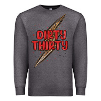 Charcoal Heather dirty thirty lightning bolt Premium Sweatshirt - MaliasSmallBusiness