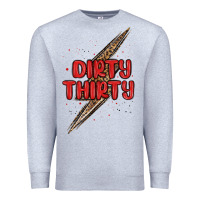 Heather Grey dirty thirty lightning bolt Premium Sweatshirt - MaliasSmallBusiness