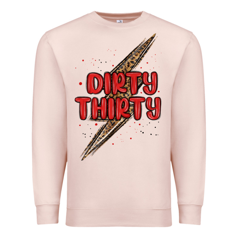 Dirty Thirty Lightning Bolt Premium Sweatshirt by MaliasSmallBusiness | Teevron