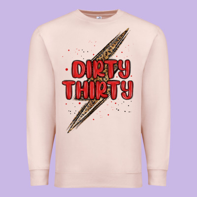 Dirty Thirty Lightning Bolt Premium Sweatshirt Designed By Maliassmallbusiness