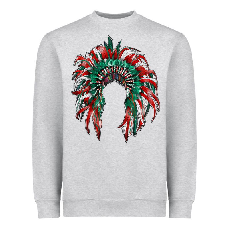 Mexican Flag Indian Headdress Heavyweight Sweatshirt by RanaPortraitStore | Teevron