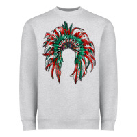 Heather Grey mexican flag indian headdress Heavyweight Sweatshirt - RanaPortraitStore