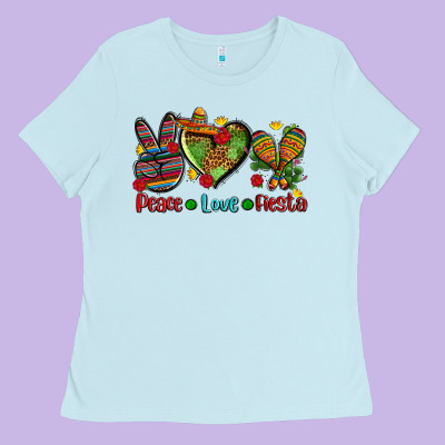Peace Love Fiesta Ado Ladies Tee Designed By Adodesignshop