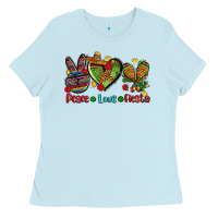 Baby Blue peace love fiesta ado Ladies Tee - AdoDesignShop