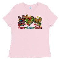 Bubblegum Pink peace love fiesta ado Ladies Tee - AdoDesignShop