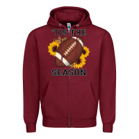 Burgundy tis the season football sunflower Zipper Hoodie - AdoDesignShop