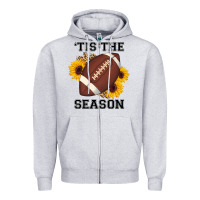 Heather Grey tis the season football sunflower Zipper Hoodie - AdoDesignShop