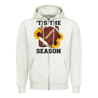 Oatmeal Heather tis the season football sunflower Zipper Hoodie - AdoDesignShop