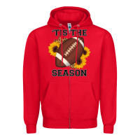 Red tis the season football sunflower Zipper Hoodie - AdoDesignShop