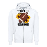 White tis the season football sunflower Zipper Hoodie - AdoDesignShop